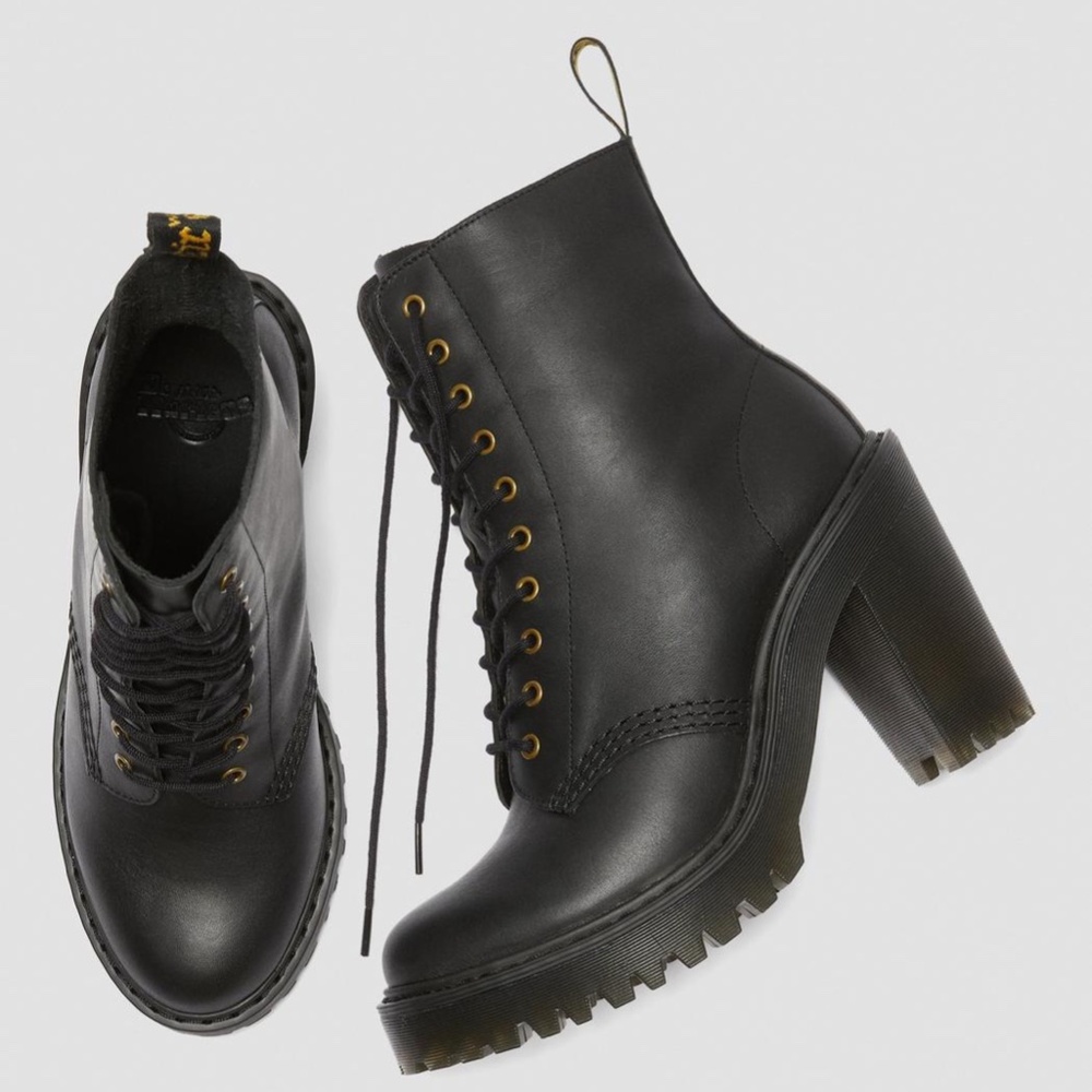 Dr. Martens Women's Kendra 10-Eye Heel Platform Boots Black Leather US 8 RARE!! - Picture 3 of 7